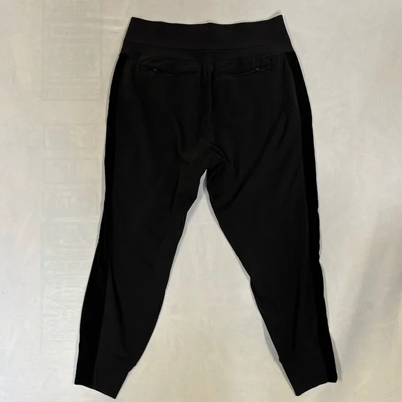 Athleta women’s large Black Velvet Stripe Joggers - Picture 5 of 6